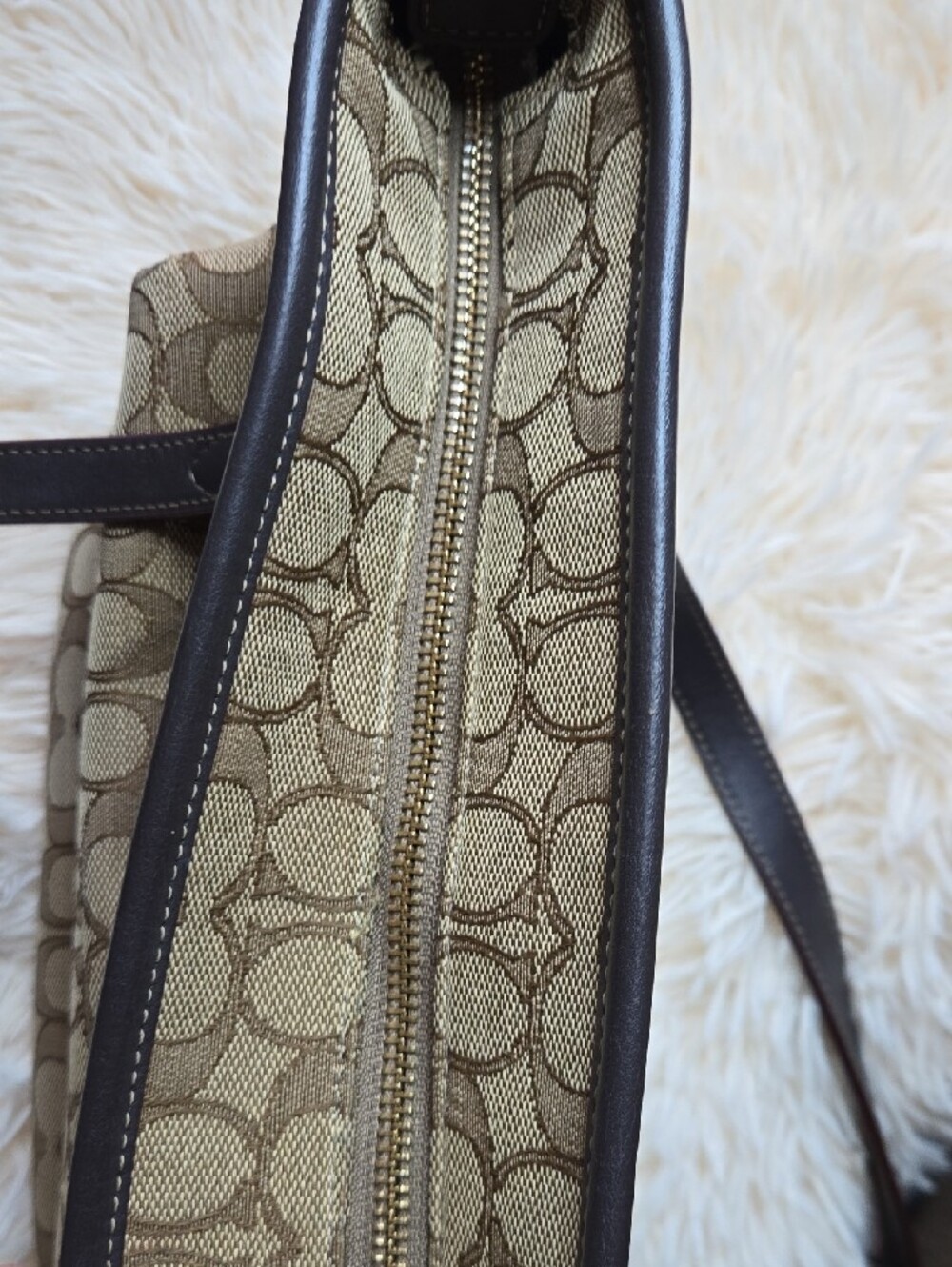 Coach Signature Canvas Tote in Tan and Dark Brown - Picture 11 of 12